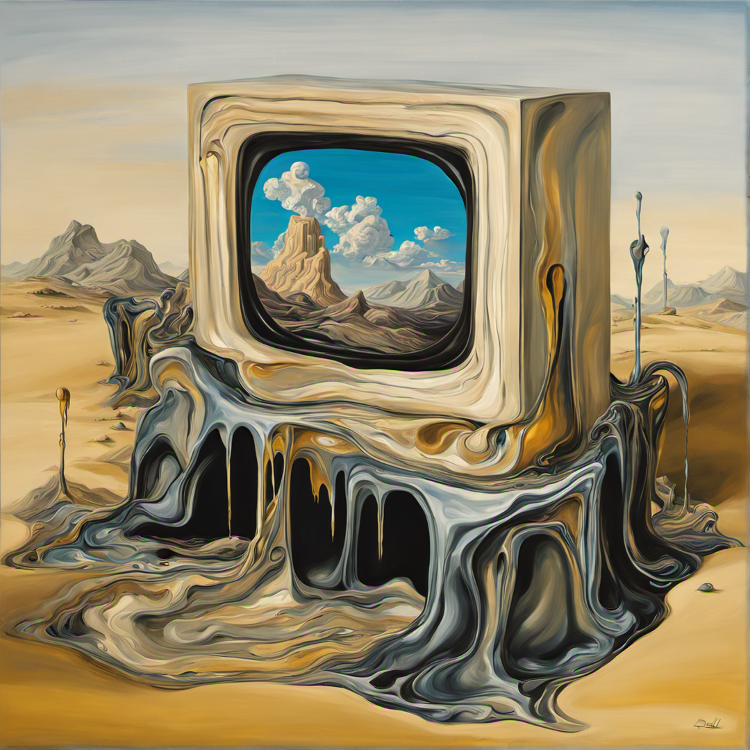 melting computers in the style of a salvador dali painting